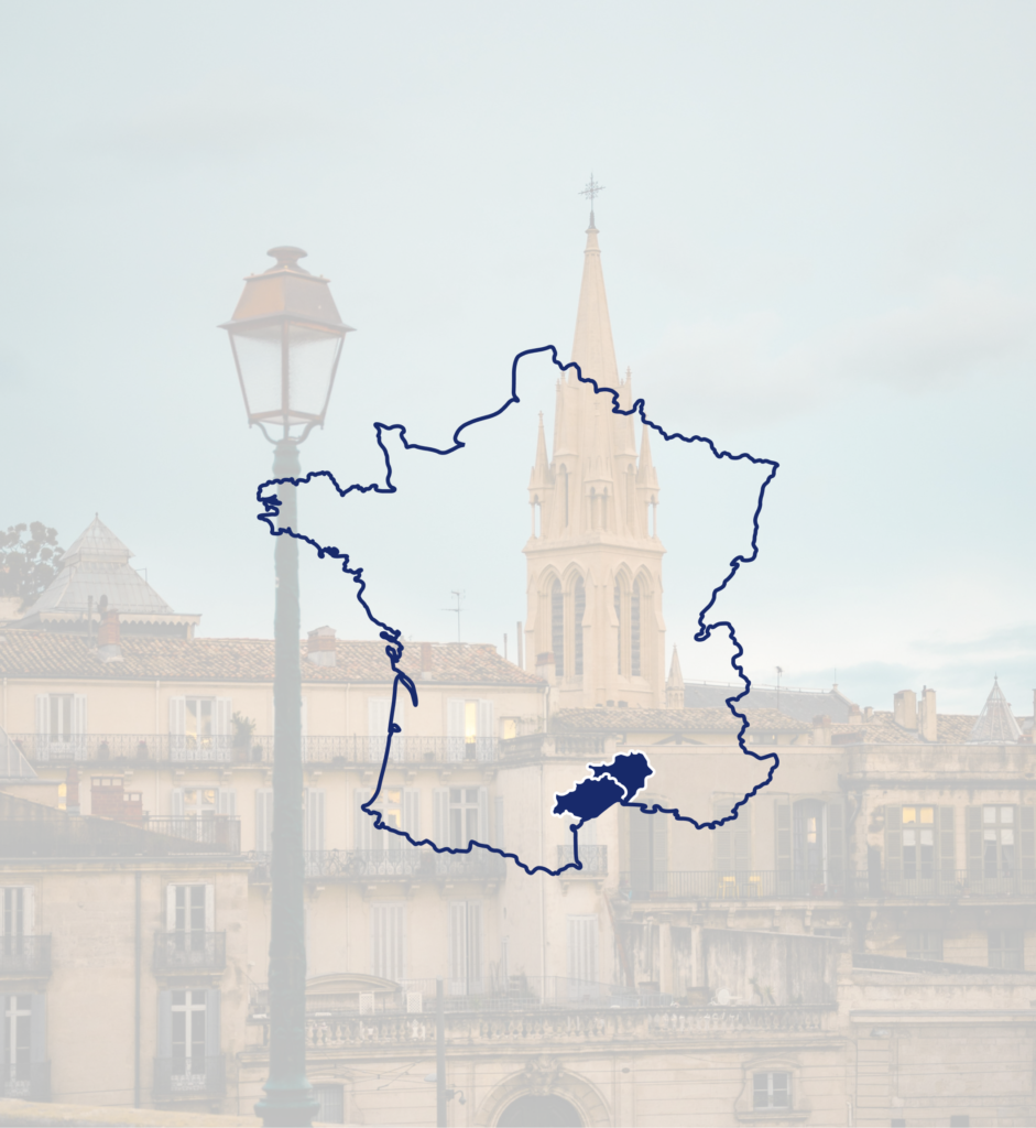 carte de France localisant le Gard et l'Hérault